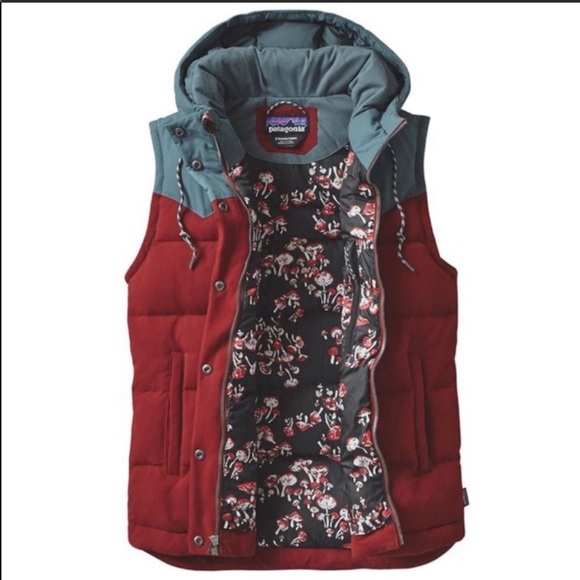Patagonia Bivy Vest Red Down Hood Puffer L RARE - Picture 2 of 16